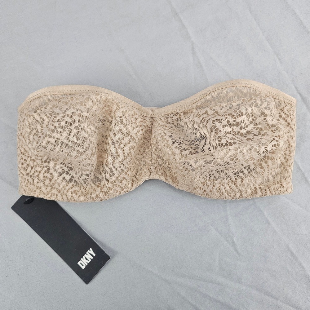 DKNY 32B Modern Lace Strapless Bra in Nude NWT L752
